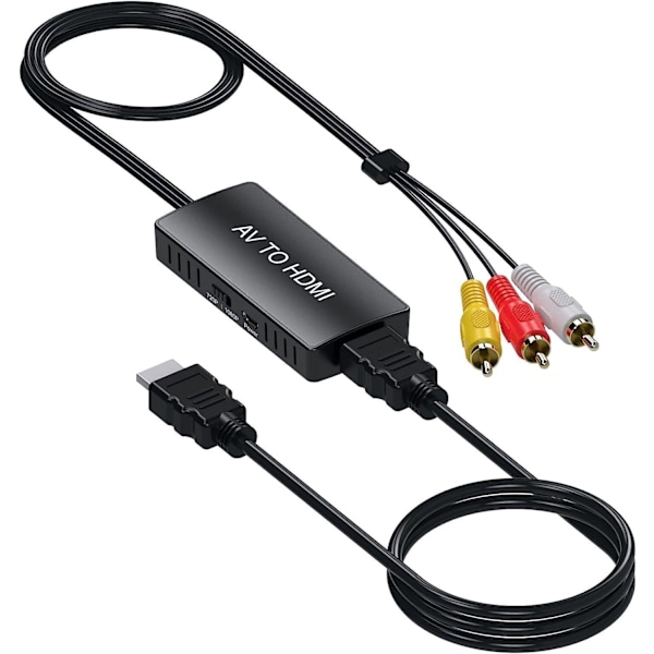 RCA till HDMI-omvandlare, AV till HDMI kompositvideo-ljudomvandlare, stöder PAL/NTSC för PS2, PS3, STB, VHS, VCR, Blu-Ray DVD