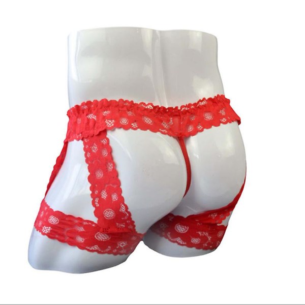 Trosor för män Underkläder Spets Låghöjd Stretchig G-string Bikinithong Underkläder Red