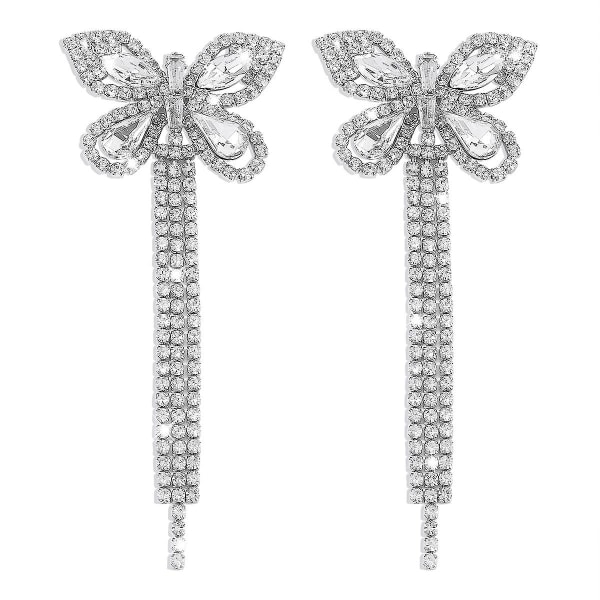Lätt lyxiga klokedja örhängen fulla av diamanter Butterfly Tofs örhängen Temperament mångsidig dam design örhängen silver