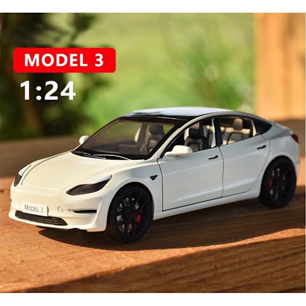 1/24 Skalig Diecast Bilmodell 3, Legering Diecast Leksaksbilar Drag tillbaka Leksaker med Ljud & Ljus, Fordon Leksaker för Barn Present Bilälskare Samling vit