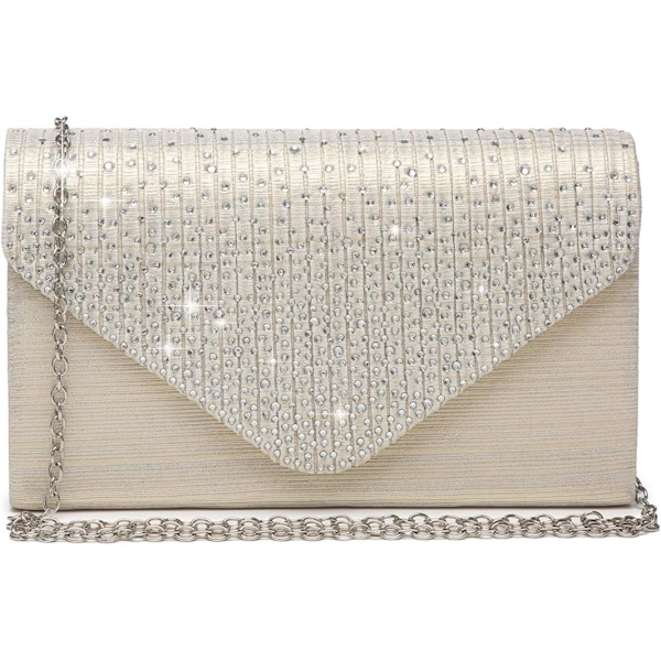 Damkvällsklänning Frosted Satin Clutch Väska Crossbody Handväskor Fest Bal Bröllop Kuvert Champagne
