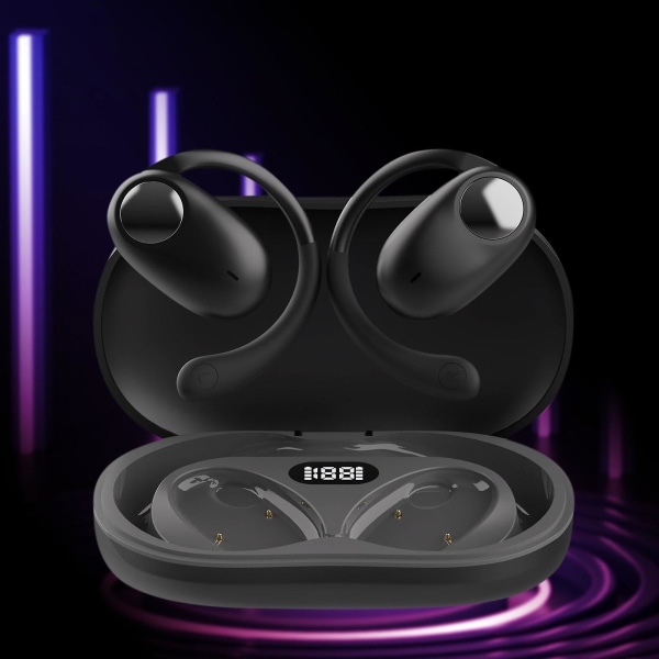 Trådlösa Bluetooth hörlurar med batteritid på 5,3 Lågeffekts öronmonterade Bluetooth hörlurar Black