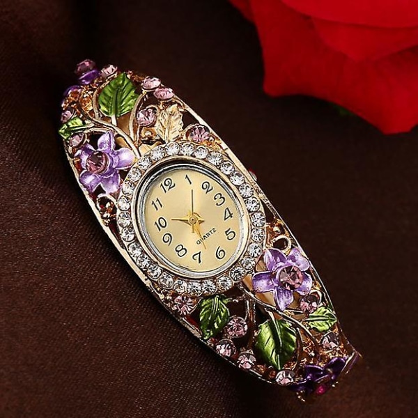 Damarmband Crystal Flower Armband Quartz Watch Armbandsur Pp U
