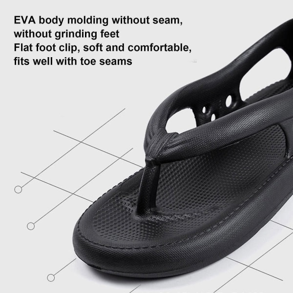 2023 Nya Hot Bazuo-sandaler, Unisex Comfort Walking Flip Flops Bazuo Slides, Eva Bazuo-tofflor med tjock botten Black 36-37