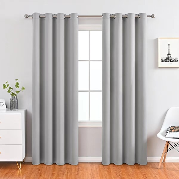 Mörkläggningsgardiner Mörkläggningsgardiner för sovrum - 2 paneler, mörkläggningsgardiner för vardagsrum, bakflik och stångficka Light gray 168cm * 262cm