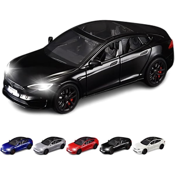 1/24 Skalig Diecast Bilmodell S, Legering Diecast Leksaksbilar Drag tillbaka Leksaker med Ljud & Ljus, Fordon Leksaker för Barn Present Bilälskare Samling svart
