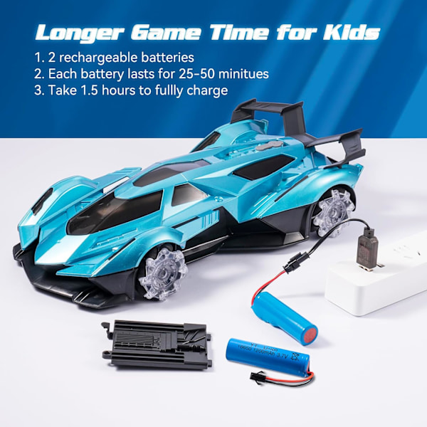 Lamborghini Fjärrstyrd Bil för Pojkar Drift RC Bilar med 360° Rotation, Spray, Musik & Ljus 1:12 Laddningsbar RC Bil Leksaker 10-12km/h Sport Race Leksaksbilar blå
