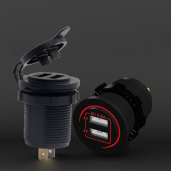 4.8a 5v Dual USB Port Snabbladdare Uttag Power Panel Motorcykel Bil Rv