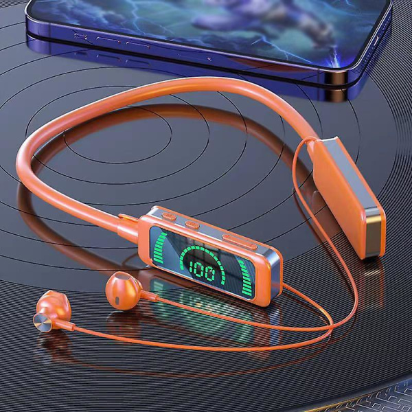 Bluetooth hörlurar Hifi Digital Display Sport Nackband Orange
