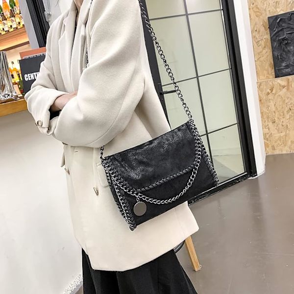 Damer Väska Handväskor Ny Casual Kedja En-axels Messenger Väska Trendig Dam Små Flik Cross Body Väskor Kopplingspungar Black