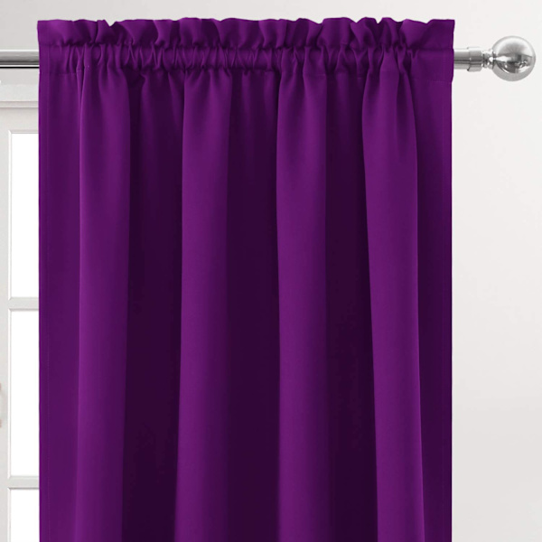 Mörkläggningsgardiner för sovrum – Gardinstångsficka, termiskt isolerade, energibesparande draperier för vardagsrum och kök, 2 paneler purple 106X137cm