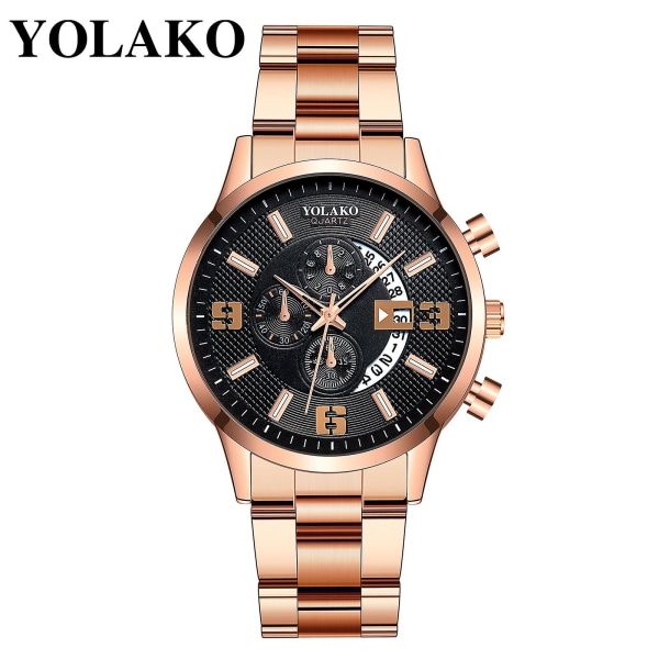 Yolako Herr Casual Fashion Quartz Rostfri Steel Armband Watch Analog Watch P