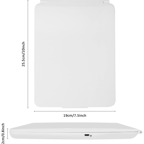 LED-belyst Reseförstorings Spegel, 3X 5X Förstorings Spegel Smink Spegel USB Laddning Vikbar Stående Spegel Touch Screen 3 Färger Ljusstyrka Justerbar vit