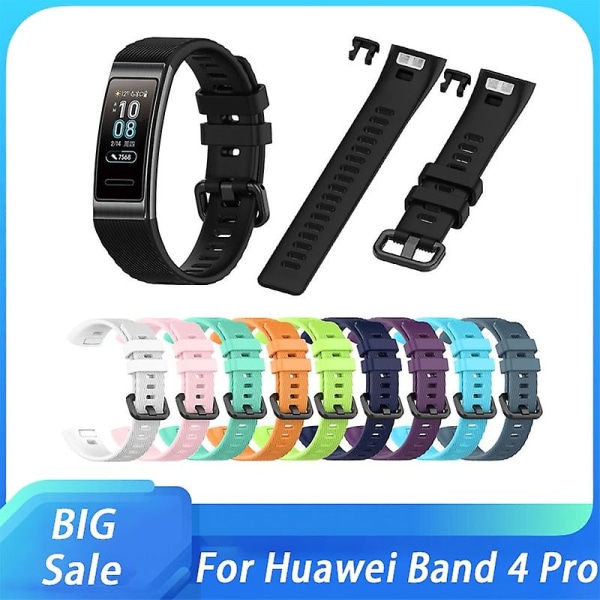 Sport silikonarmband för Huawei Band 4 Pro Armbandsbyte O-riginal Soft Fashion Black