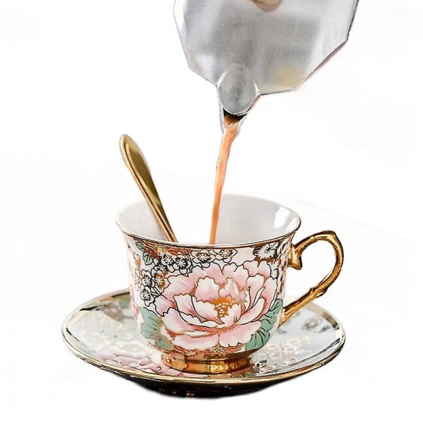 Kaffekopp och fat Set Rose Sked Lyxig keramisk Mjölkmugg Tekopp av högsta kvalitet Porslin Dryckesgods