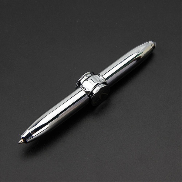 Led Pen Fidget Spinner Penna Stress Relief Toy Led Spinning Ball Penna Flerfärgad Electroplated silver