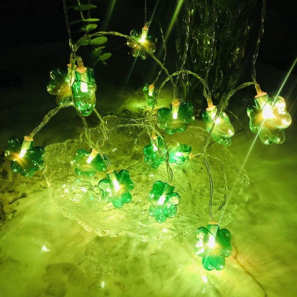 10ft String Lights St Patrick's Day Dekorationer 20 Led Green String Lights St Patricks Day batteridrivna lampor för irländsk fest