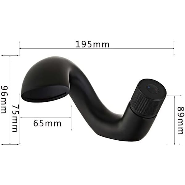 Handfat Design Badrumsblandare Vattenfall Varm och Kall Vattenkranar black