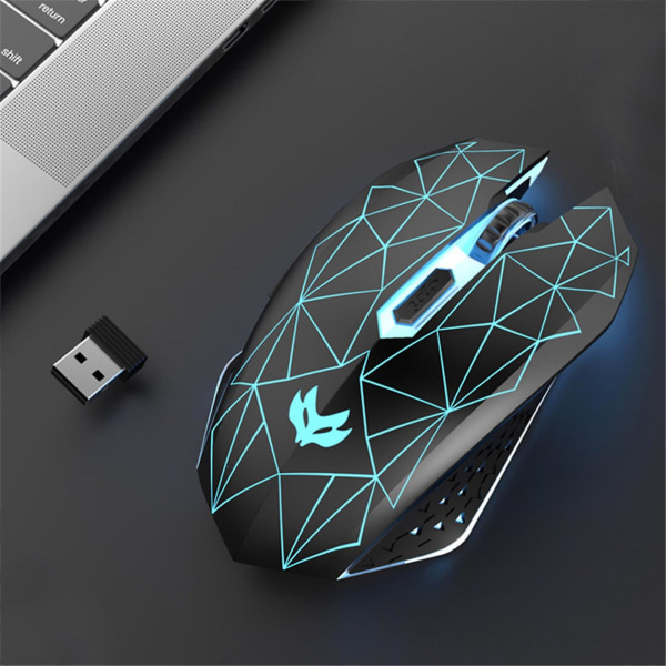 Uppladdningsbar trådlös mus Bländande mus 2,4g + 5,1 Bluetooth Mute 7 färger Andningslampa 3 Justerbar precisionsnivå för PC Laptop