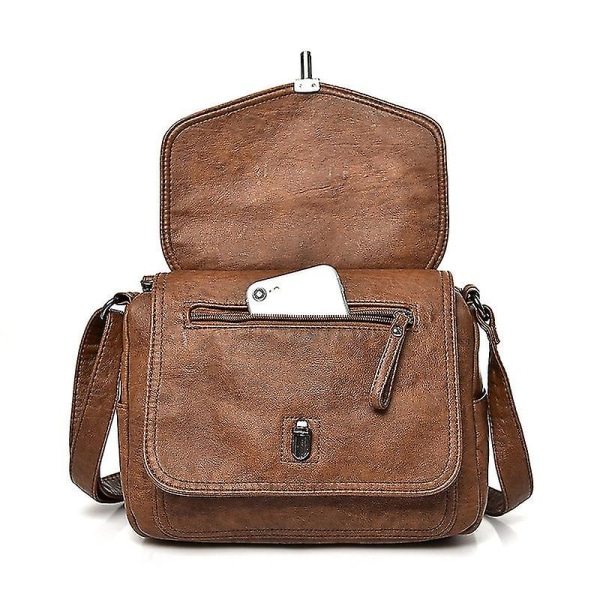 Damväska, elegant mjukt läder, populär retro crossbody mode utländsk stil mammaväska Light Grey