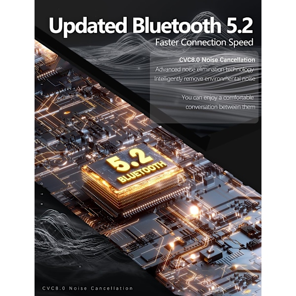 Bluetooth-headset, Trådlöst Bluetooth-öronsnäcka 120 Timmars Samtalstid Inbyggd Mikrofon för iOS Android Mobiltelefon, V5.3 Handsfree Hörlurar