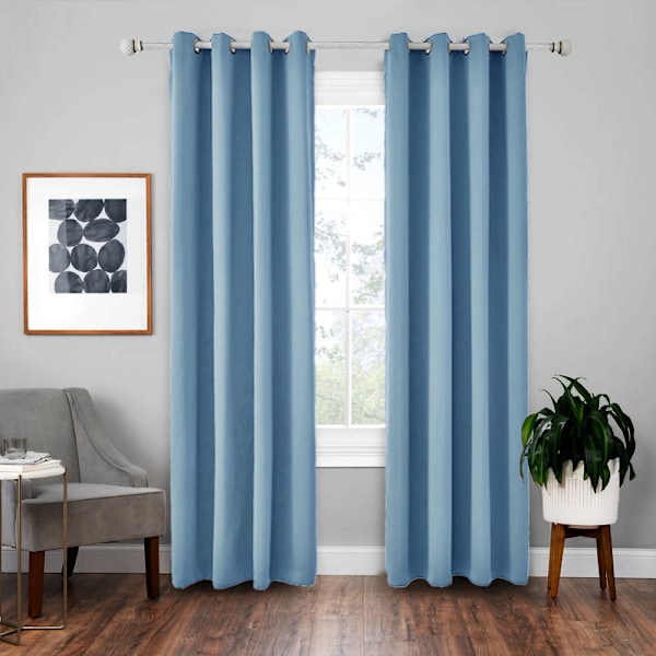 Mörkläggningsgardiner Mörkläggningsgardiner för sovrum - 2 paneler, mörkläggningsgardiner för vardagsrum, bakflik och stångficka Sky Blue 140cm * 224cm