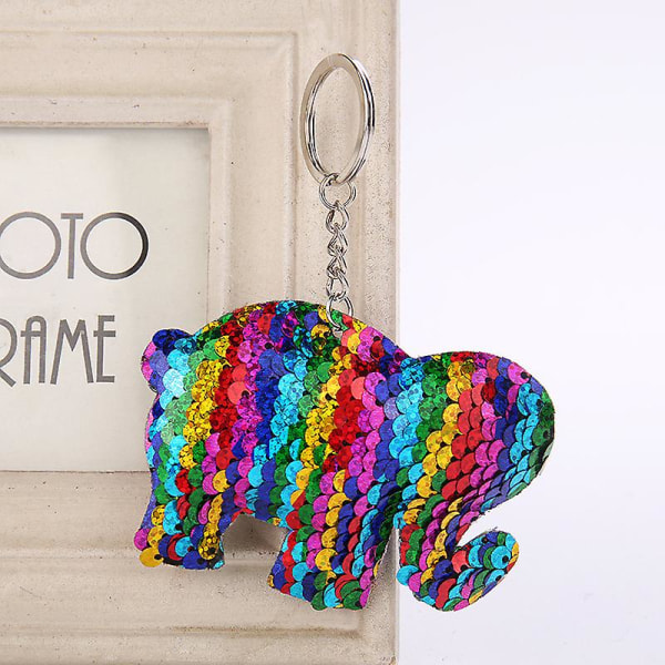 Sequined Elephant Key Chain Hänge color