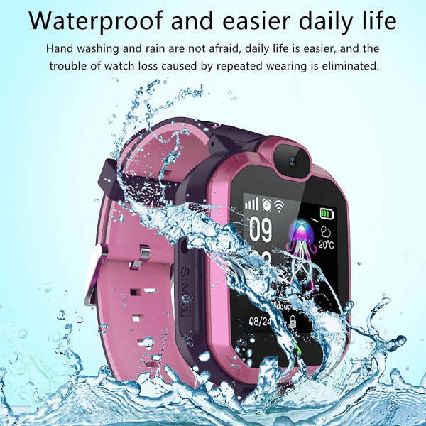 Smart watch för barn , watch, GPS-positionering, högupplöst skärmfotografering, student smart watch Pink