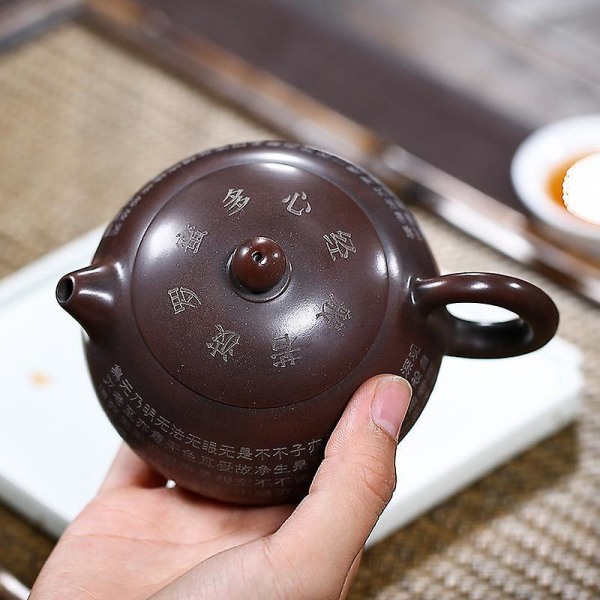 The Heart Sutra Xi Shi Yixing Mörkröd Emaljerad keramik tekanna Nixing keramik Hel manuell bokstäver