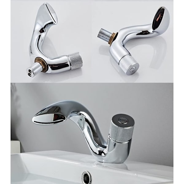 Handfat Design Badrumsblandare Vattenfall Varm och Kall Vattenkranar gold