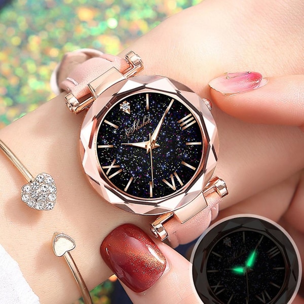 Unisex Stars Little Point Frosted Belt Watch prickad med watch i romersk skala E
