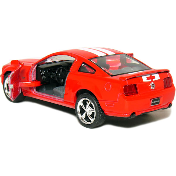 2006 Ford Mustang GT Hardtop 1/38 Skalmodell i Diecast (Röd med ränder)