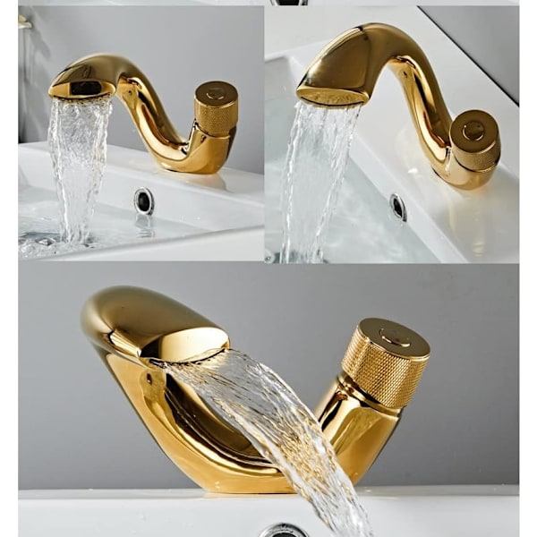 Handfat Design Badrumsblandare Vattenfall Varm och Kall Vattenkranar silver