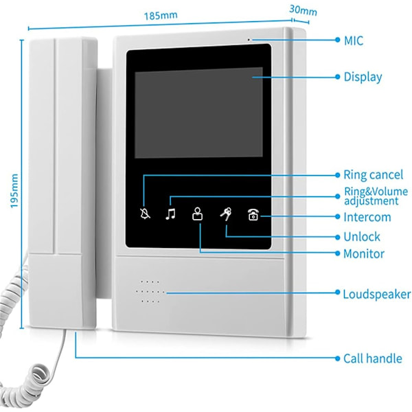 4,3 Tums Trådbunden Videodörrtelefon System Visuell Intercom Dörrklocka Med 1 Monitor + 1 * 700TVL Utomhuskamera För Hemövervakning