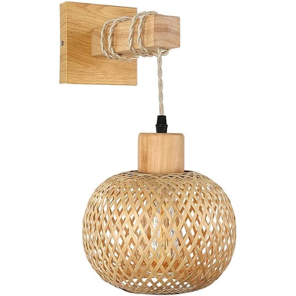 Rattan Vägglampa SCONCE BELYSNING VAR MASKER BELYSNING BELYSNING LÄTT BRÄNNARM HOUSE Rustika Vägglampor Lampor