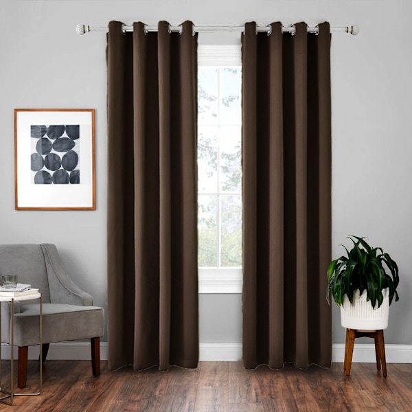 Mörkläggningsgardiner Mörkläggningsgardiner för sovrum - 2 paneler, mörkläggningsgardiner för vardagsrum, bakflik och stångficka Dark brown 168cm * 228cm