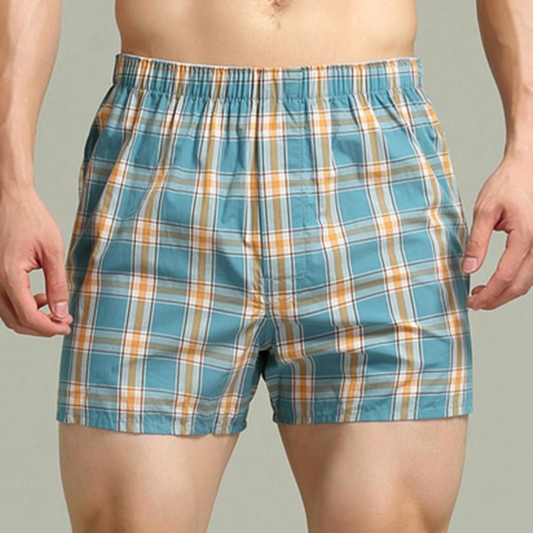 Herr Underkläder Trosor Herr Casual Mode Patchwork Plädade Shorts Och Leggings Boxersbyxor Underkläder