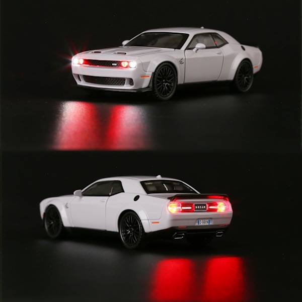 Hellcat Leksaksbilsmodell för Barn 1:32 Skala Dodge Challenger Die Cast Metall Leksaksbilar för Återdragning Modellbil Hellcat med Ljud & Ljus Hellcat Bil Leksak grå