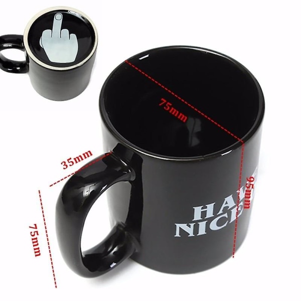 Creative Ha en trevlig dag kaffemugg långfinger rolig kopp för kaffemjölk Tekoppar (svart)