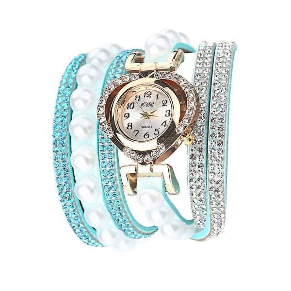 Ccq Dam Vintage Shining Crystal Pearl Armband Urtavla Analog Quartz Armbandsur P