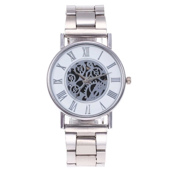 Ny Hot Fashion Elegant Quartz Business Hollow Watch Armbandsur i stål för män V