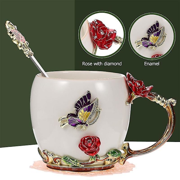 1 set 320 ml blommugg dekorativ emalj kaffekopp set| kaffekoppar och muggar  cfa3 | Fyndiq