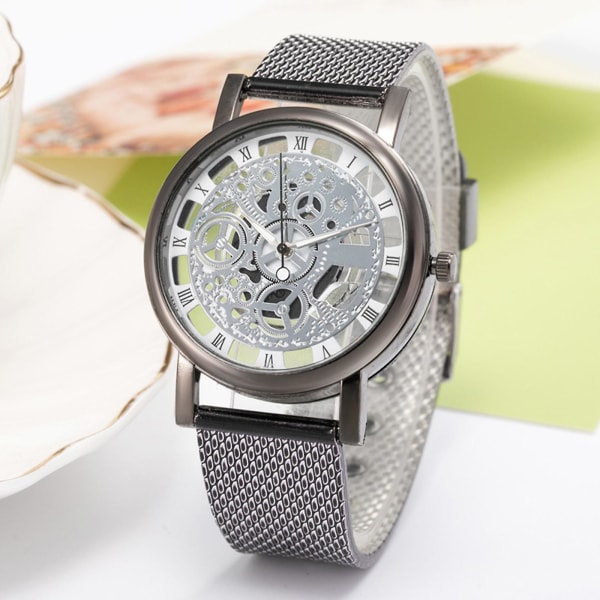 Imitation Mechanical Watch, Business Belt Watch, Herrs Rostfri Chronograph Watch I
