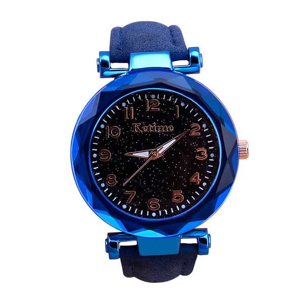 Damer Casual Fashion Quartz Watch Sky Twinkling Dial Läderrem Watch R