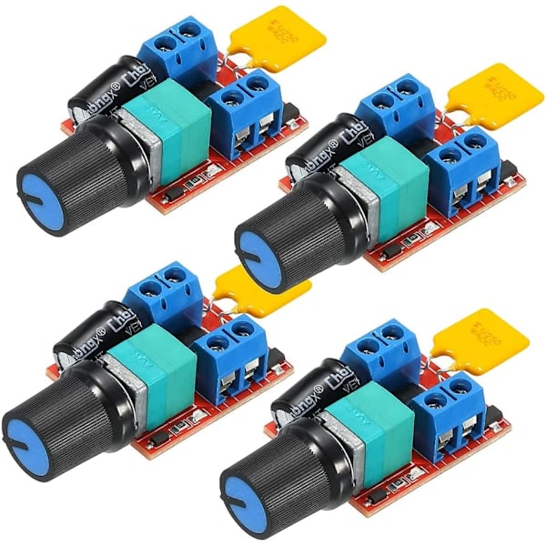 4 st Mini DC-motor PWM-hastighetsregulator, DC 5V-35V 5A Hastighetsjusterbar Växlingsmodul, 6V 12V 24V Variabel Spänningsregulator Dimmer Styrenhet