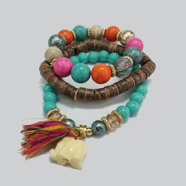 Kvinnor Multilayer Beads Bead Armband Florid Cool Multicolor Armbandbu