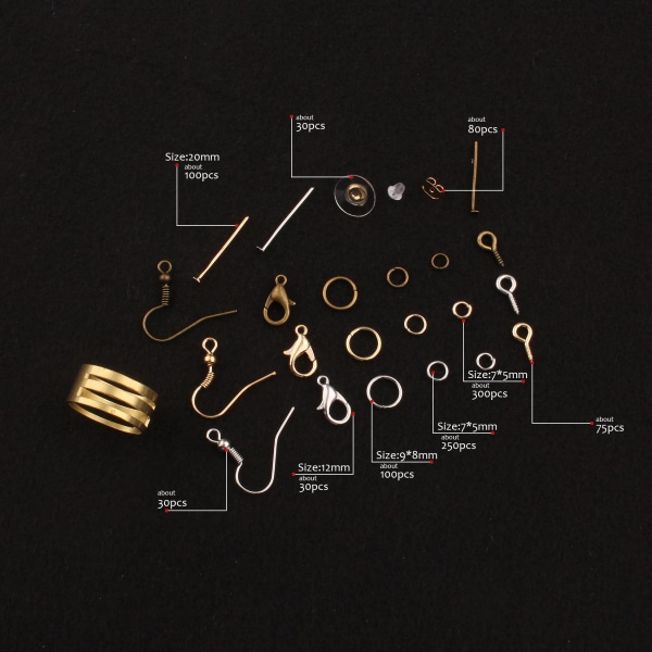 Handgjorda örhängen, armband, huvudbonader, metalltillbehör, material, verktygsset