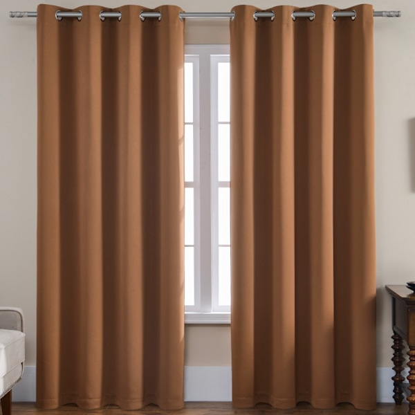 Mörkläggningsgardiner Mörkläggningsgardiner för sovrum - 2 paneler, mörkläggningsgardiner för vardagsrum, bakflik och stångficka Light brown 168cm * 228cm