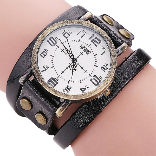 Ccq Vintage Cow Leather Armband Watch Herr Dam Armbandsur Quartz X
