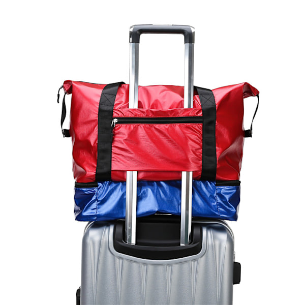 Resväska för kvinnor, sportväska, Våt- och torrseparation, vattentät träningsväska, Ny reseväska för män, handbagage, Reseväska Red and blue